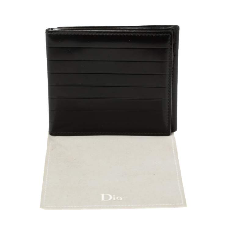 Pre Owned Dior Black Leather Trifold Compact Wallet