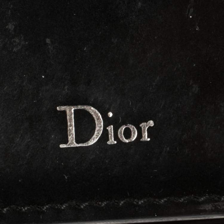 Pre Owned Dior Black Leather Trifold Compact Wallet