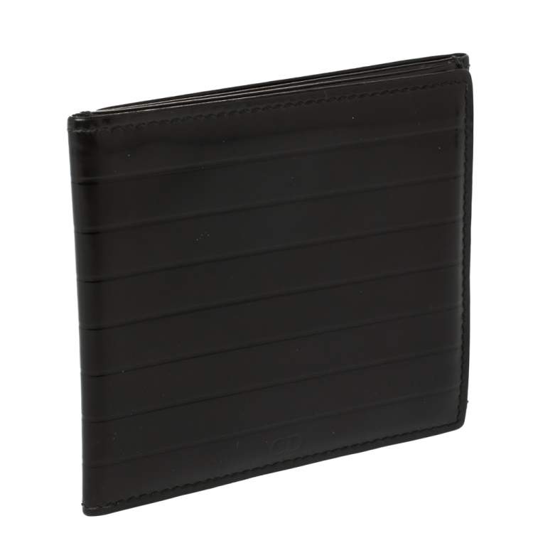 Pre Owned Dior Black Leather Trifold Compact Wallet