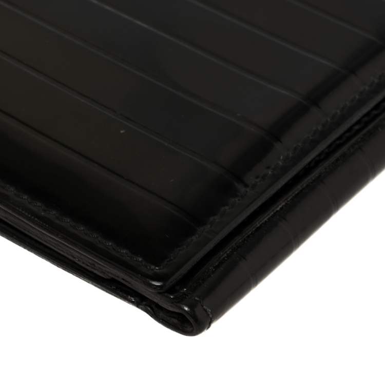Pre Owned Dior Black Leather Trifold Compact Wallet