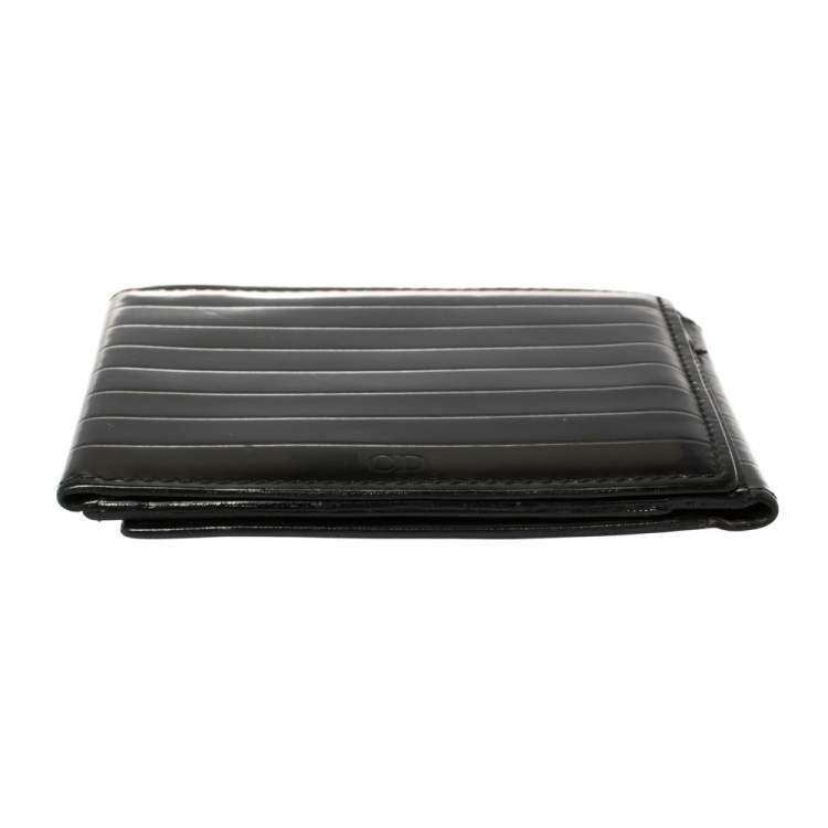 Pre Owned Dior Black Leather Trifold Compact Wallet