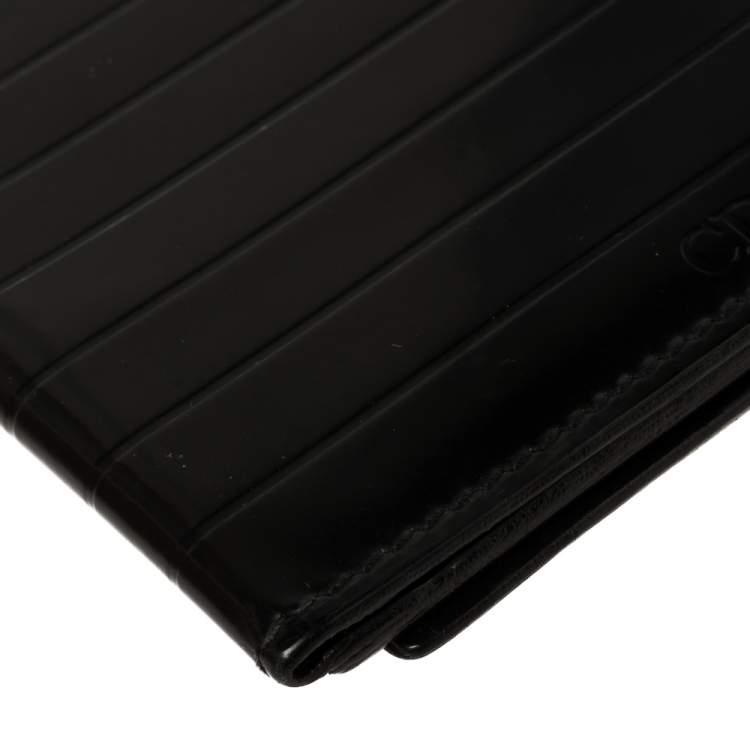 Pre Owned Dior Black Leather Trifold Compact Wallet