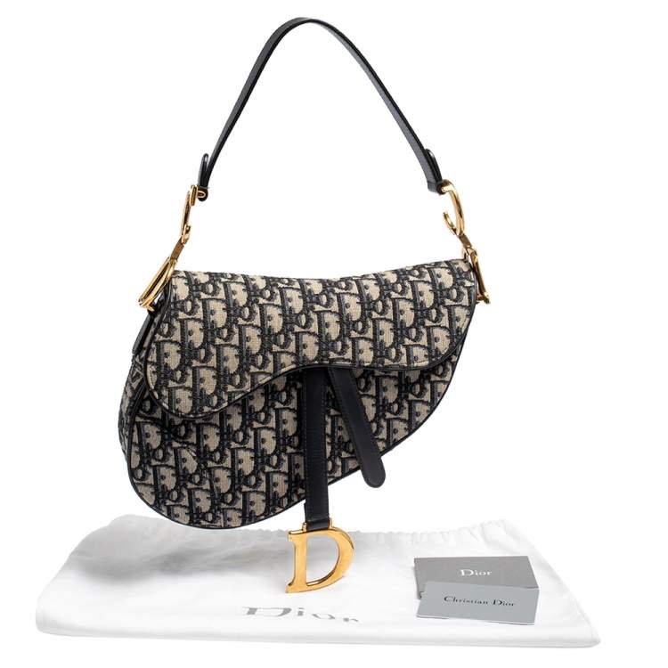 Pre Owned Dior Blue Canvas and Leather Diorissimo Saddle Bag