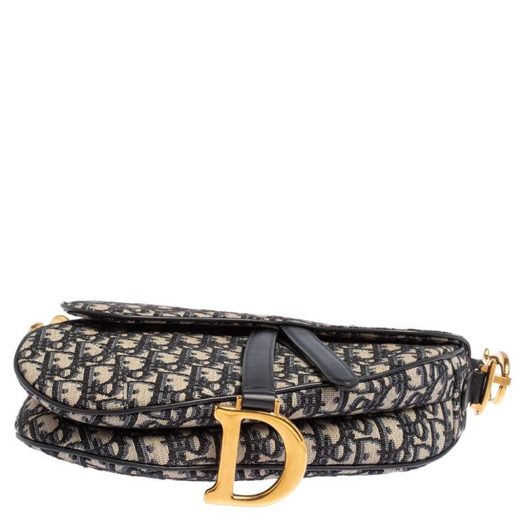 Pre Owned Dior Blue Canvas and Leather Diorissimo Saddle Bag
