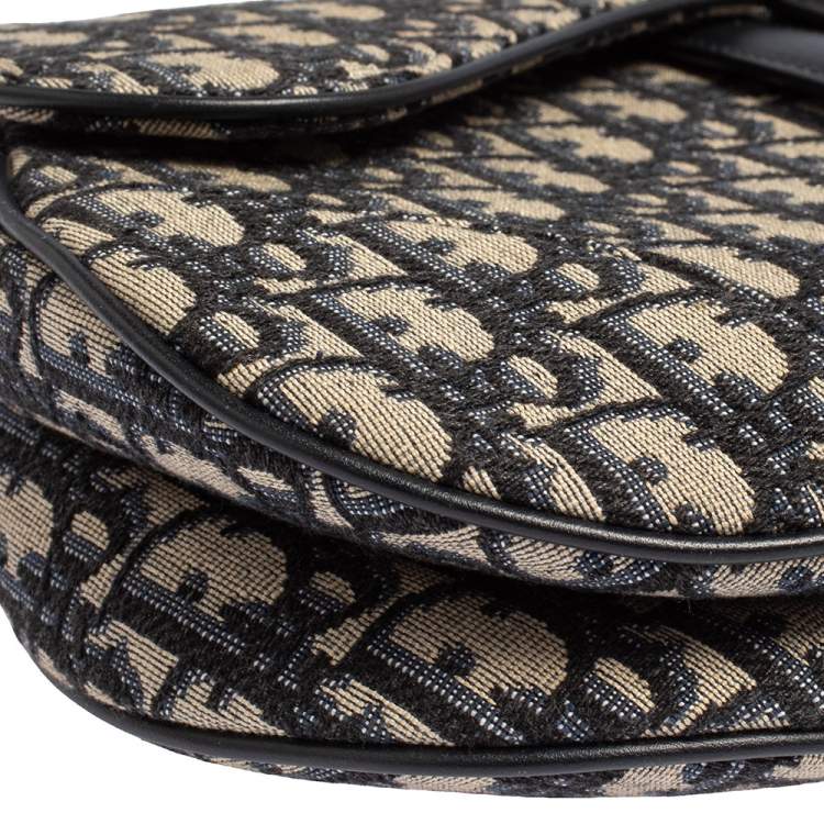 Pre Owned Dior Blue Canvas and Leather Diorissimo Saddle Bag