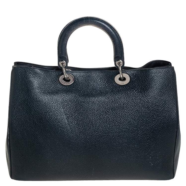 Pre Owned Dior Teal Green Flower Print Leather Large Diorissimo Shopper Tote