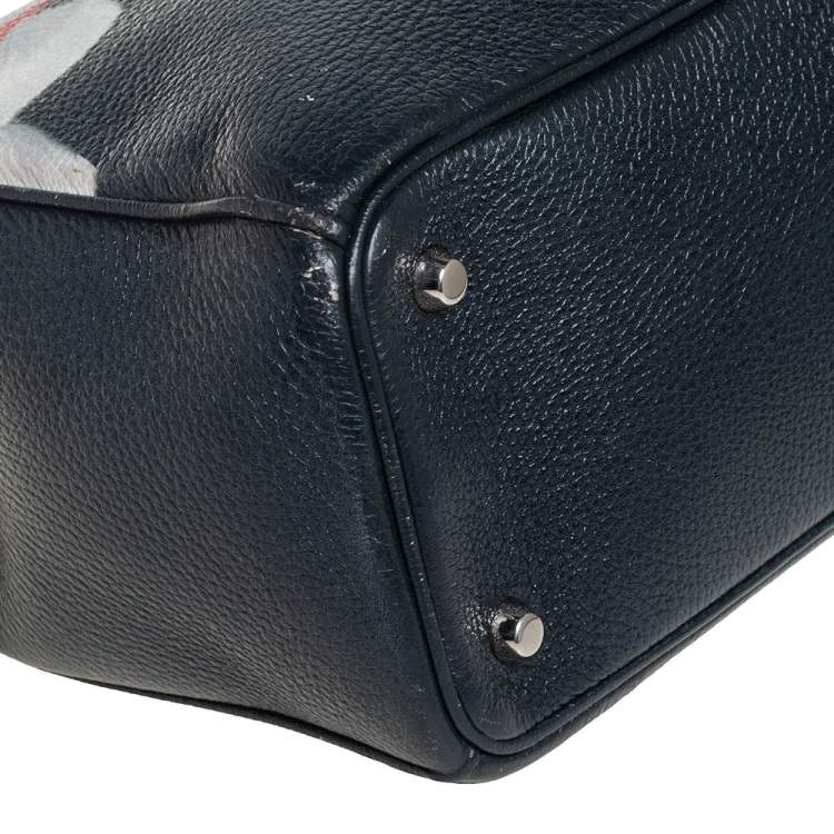 Pre Owned Dior Teal Green Flower Print Leather Large Diorissimo Shopper Tote