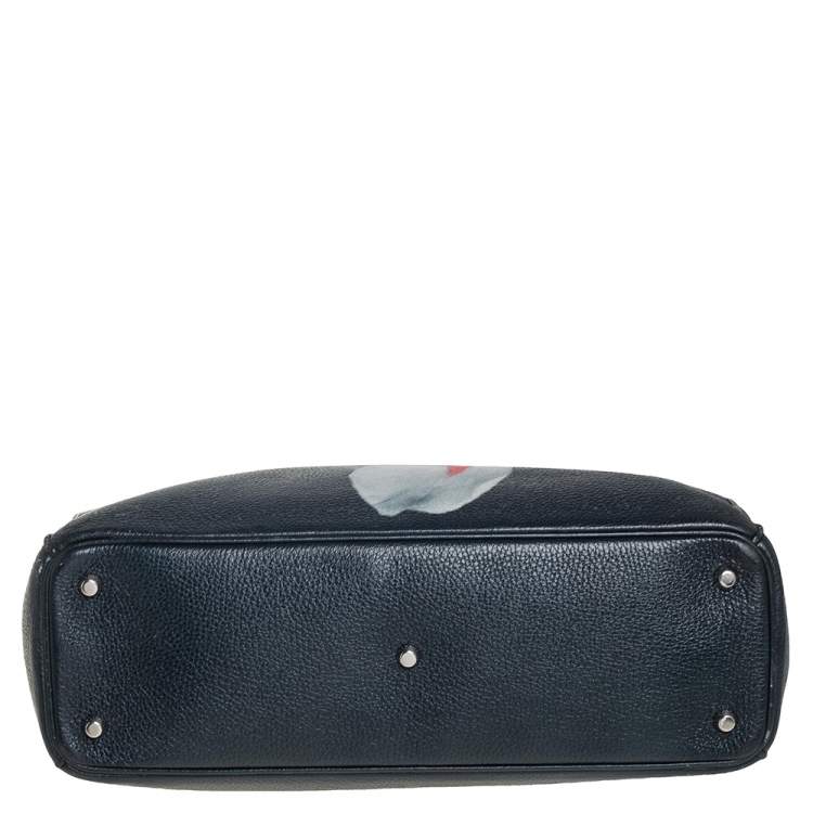 Pre Owned Dior Teal Green Flower Print Leather Large Diorissimo Shopper Tote