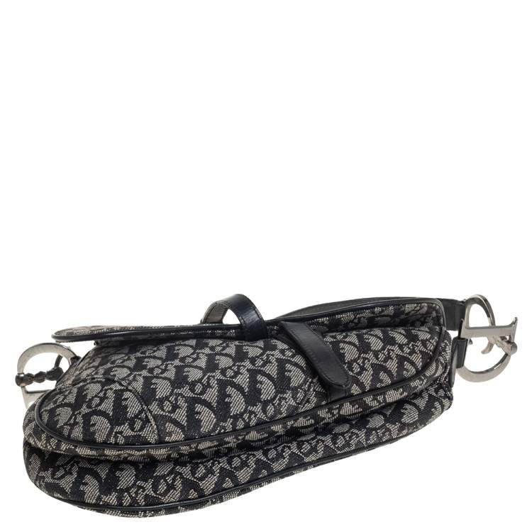 Pre Owned Dior Black Oblique Canvas Saddle Bag
