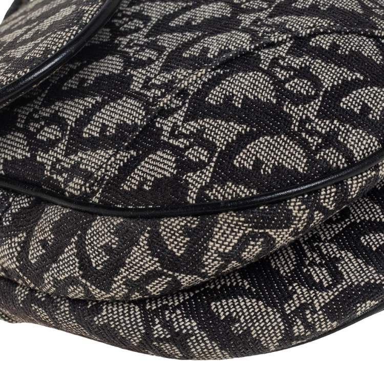 Pre Owned Dior Black Oblique Canvas Saddle Bag