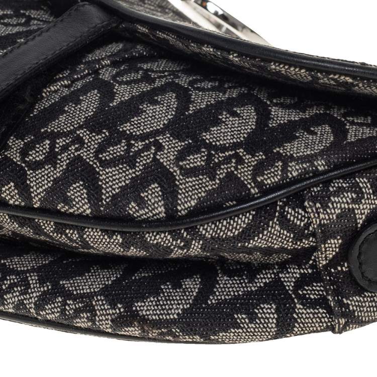 Pre Owned Dior Black Oblique Canvas Saddle Bag