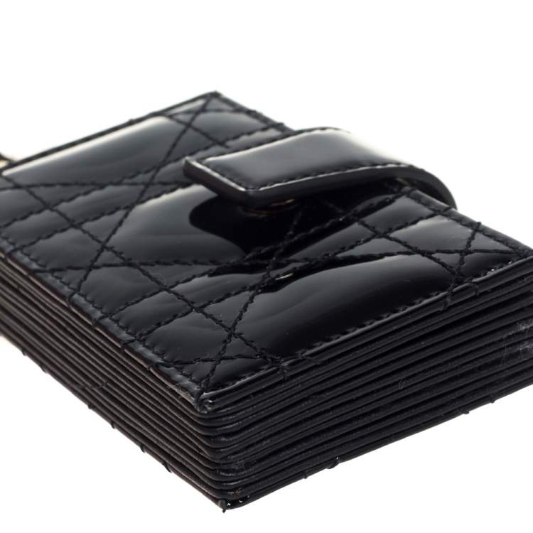 Pre Owned  Dior Black Cannage Patent Leather Lady Dior Gusset Card Case 