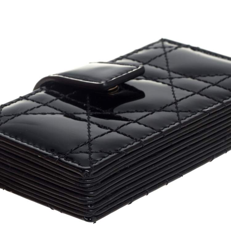 Pre Owned  Dior Black Cannage Patent Leather Lady Dior Gusset Card Case 