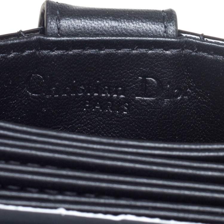Pre Owned  Dior Black Cannage Patent Leather Lady Dior Gusset Card Case 