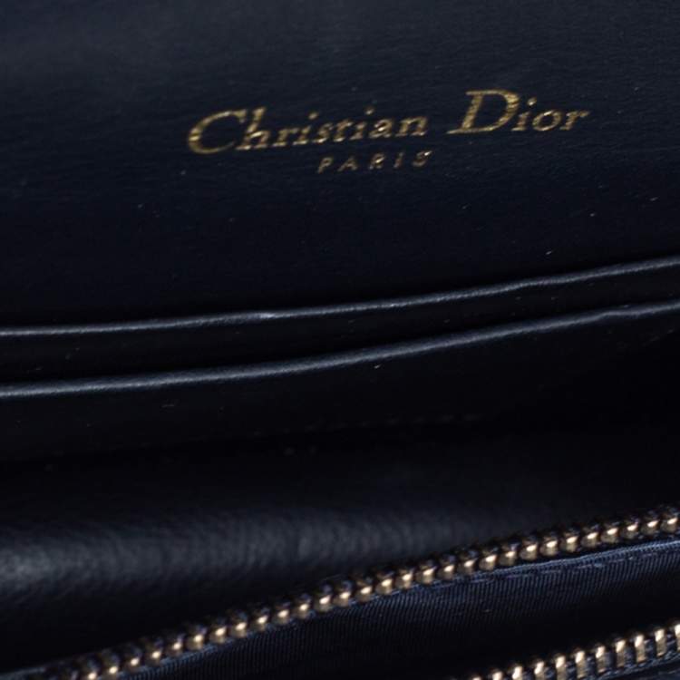 Pre Owned Dior Navy Blue/White Oblique Canvas and Leather Saddle Belt Bag