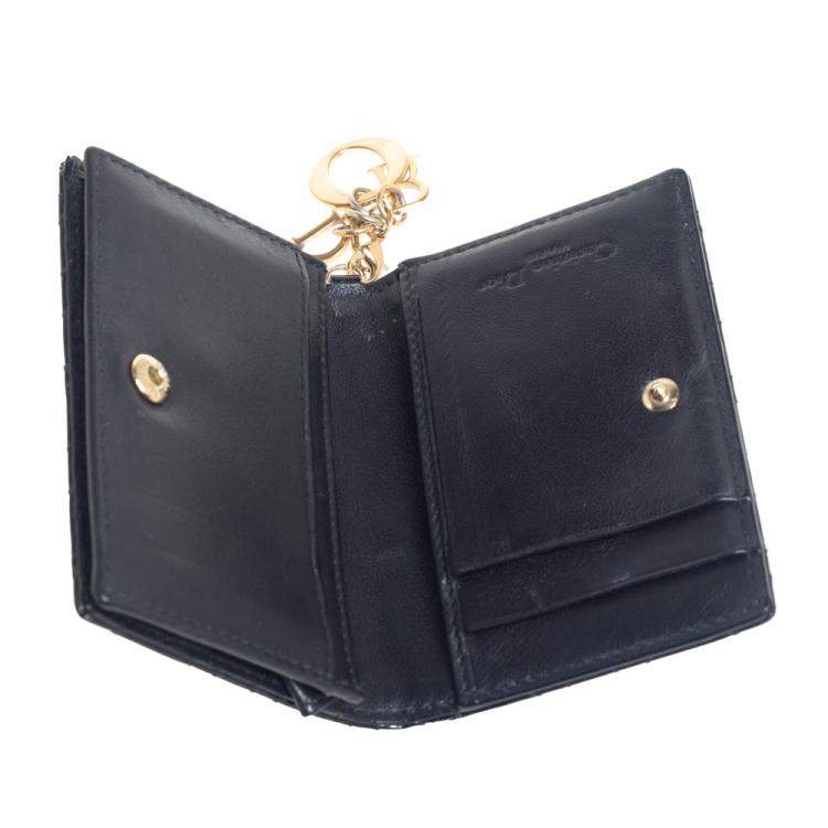 Pre Owned Dior Black Cannage Patent Leather Lady Dior Card Holder
