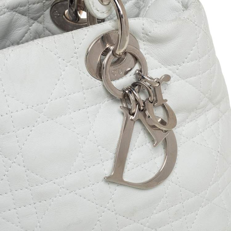 Pre Owned Dior White Cannage Leather Lady Dior Soft Tote