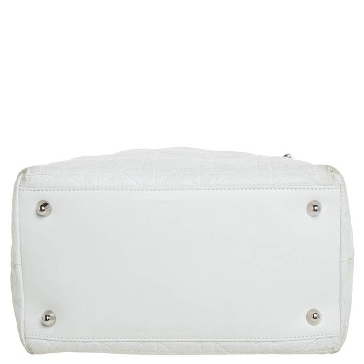 Pre Owned Dior White Cannage Leather Lady Dior Soft Tote