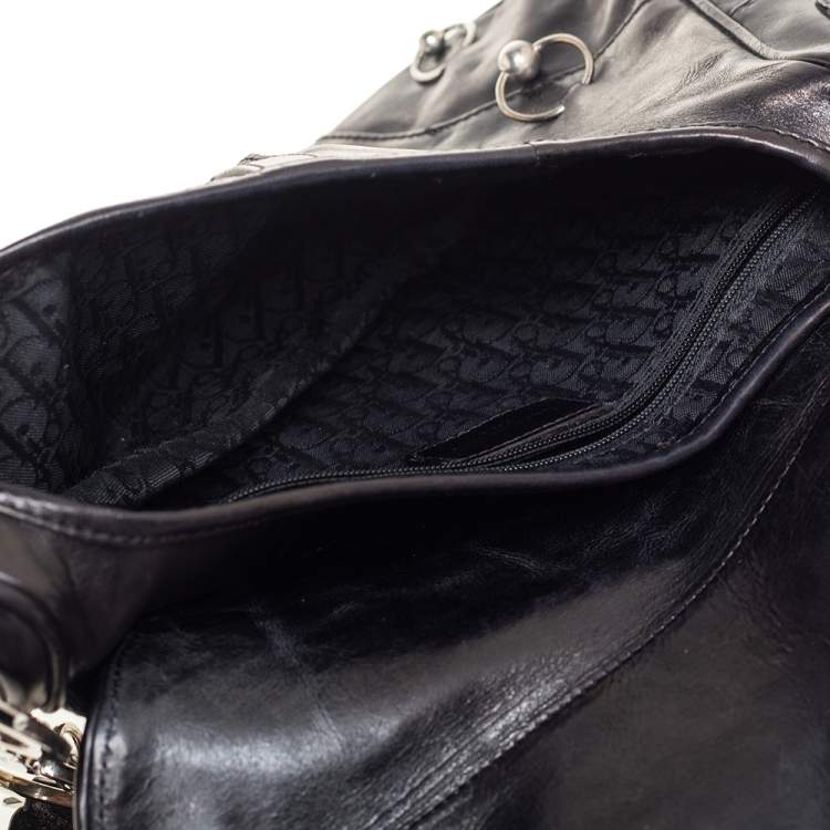 Pre Owned Dior Black Leather Saddle Piercing Bag