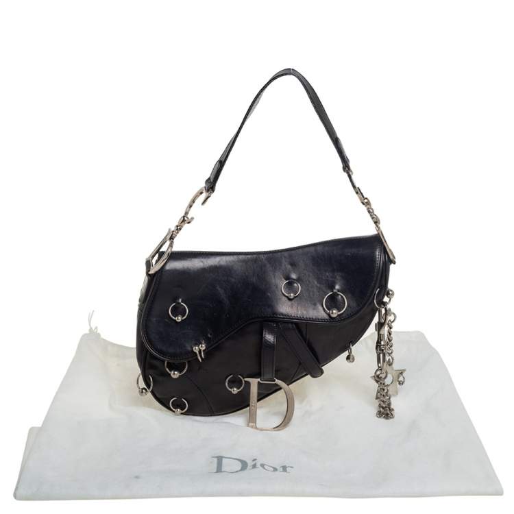 Pre Owned Dior Black Leather Saddle Piercing Bag