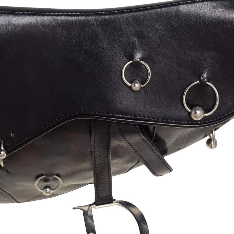Pre Owned Dior Black Leather Saddle Piercing Bag