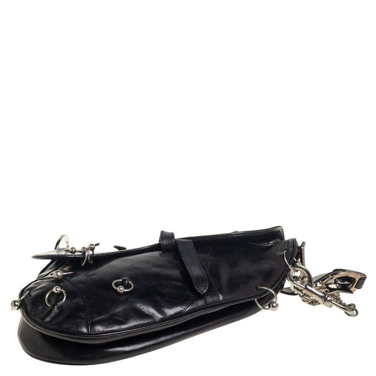 Pre Owned Dior Black Leather Saddle Piercing Bag