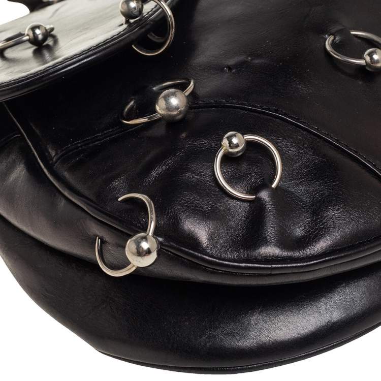 Pre Owned Dior Black Leather Saddle Piercing Bag