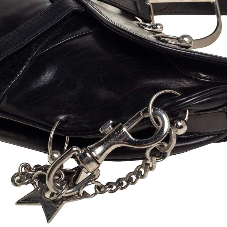 Pre Owned Dior Black Leather Saddle Piercing Bag