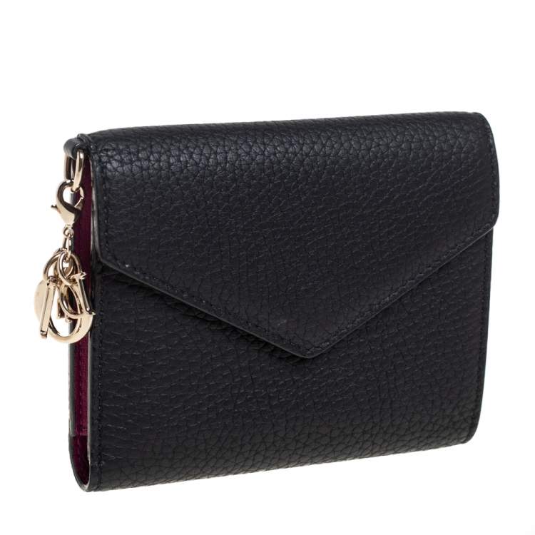 Pre Owned Dior Black Leather Diorissimo Envelope Wallet