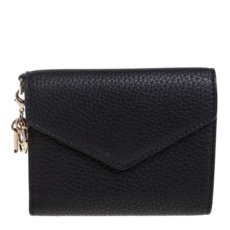 Pre Owned Dior Black Leather Diorissimo Envelope Wallet