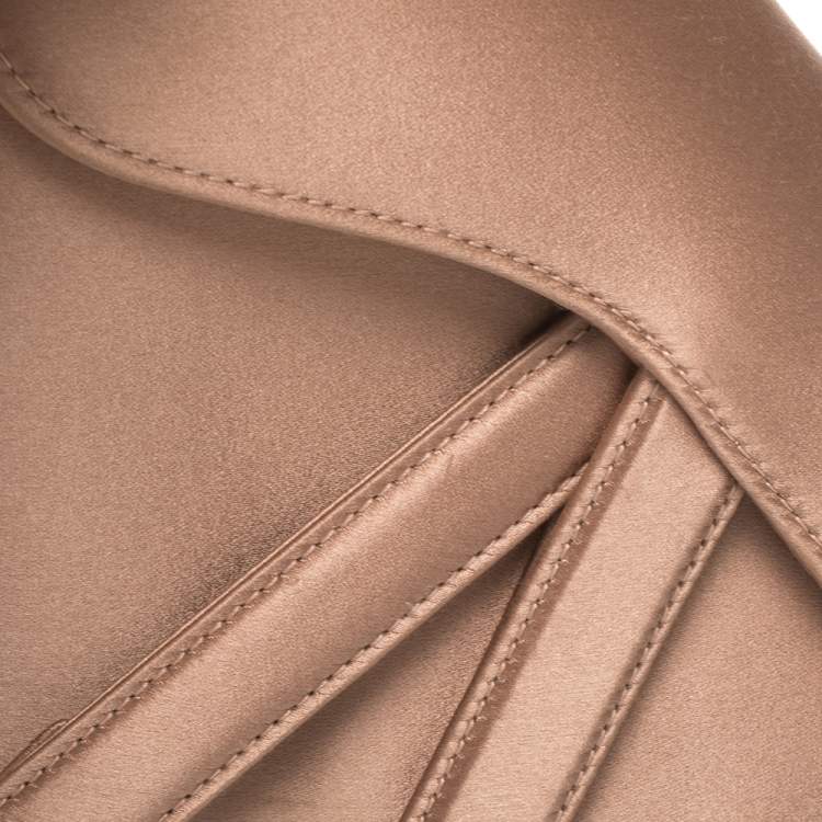 Pre Owned Dior Dusky Pink Satin Mini Saddle Bag