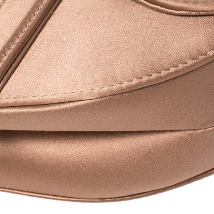 Pre Owned Dior Dusky Pink Satin Mini Saddle Bag