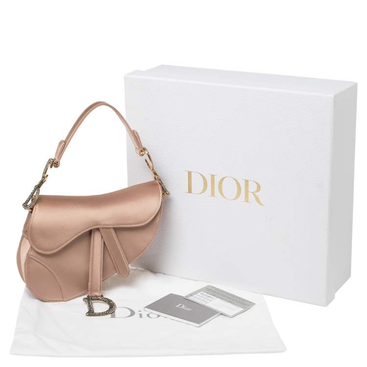 Pre Owned Dior Dusky Pink Satin Mini Saddle Bag