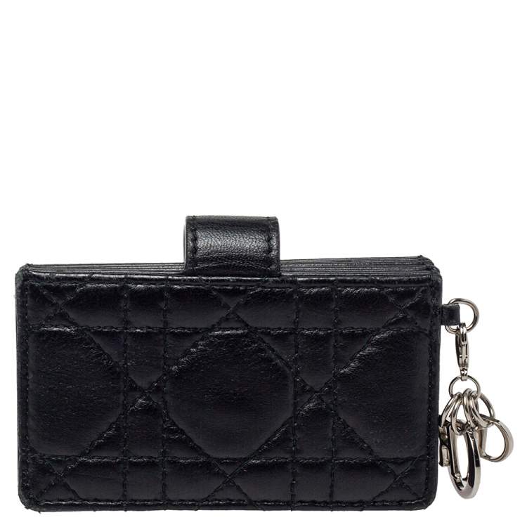 Pre Owned  Dior Black Cannage Leather Lady Dior Gusset Card Case 