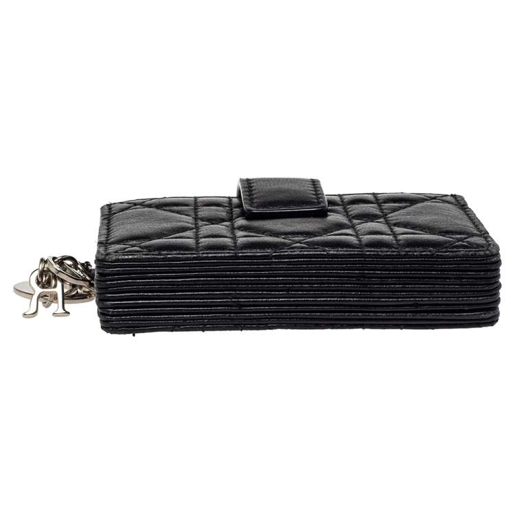 Pre Owned  Dior Black Cannage Leather Lady Dior Gusset Card Case 