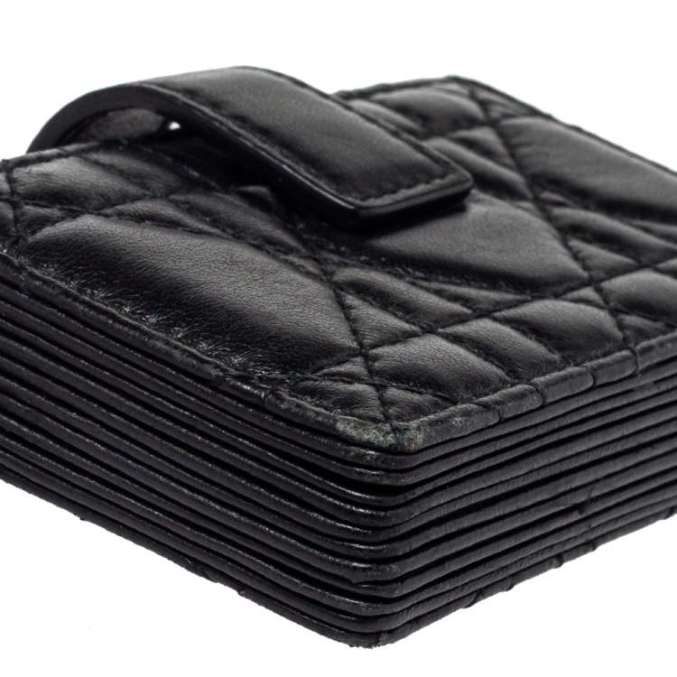 Pre Owned  Dior Black Cannage Leather Lady Dior Gusset Card Case 