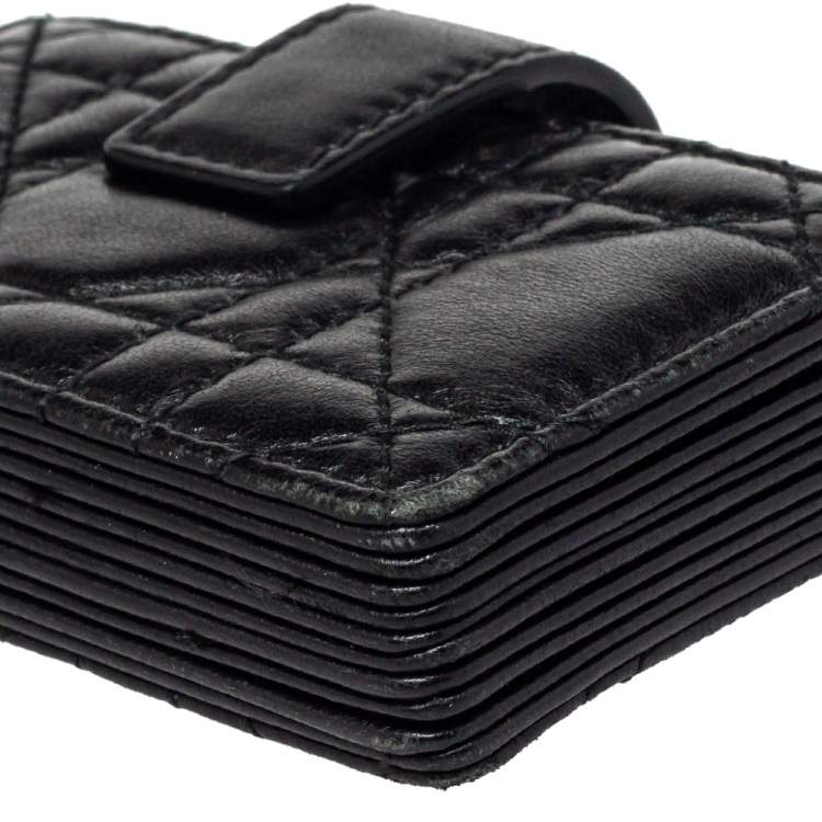 Pre Owned  Dior Black Cannage Leather Lady Dior Gusset Card Case 