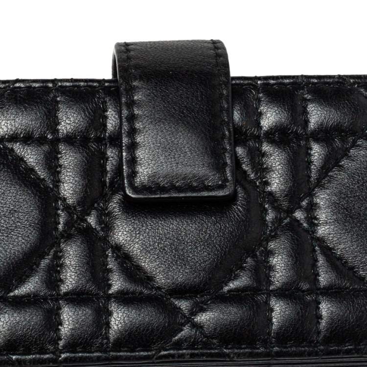 Pre Owned  Dior Black Cannage Leather Lady Dior Gusset Card Case 
