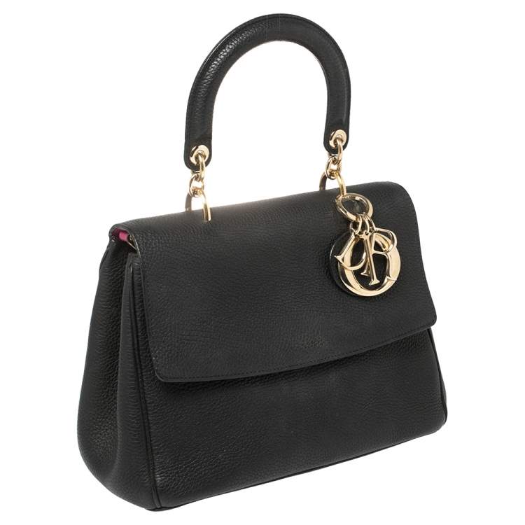 Pre Owned Dior Black Leather Small Be Dior Flap Top Handle Bag