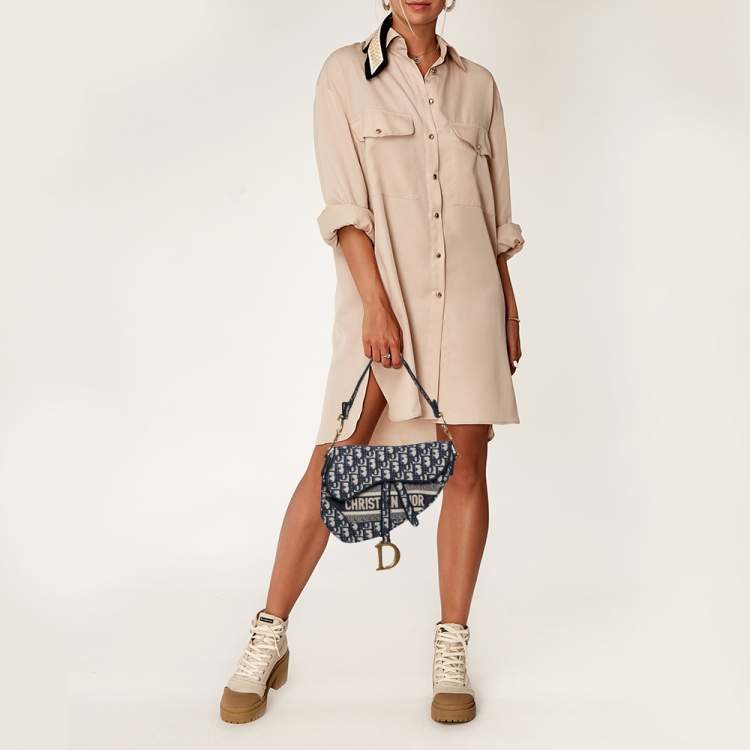 مملوكة مسبقًا Dior Blue Diorissimo Canvas Saddle Shoulder Bag