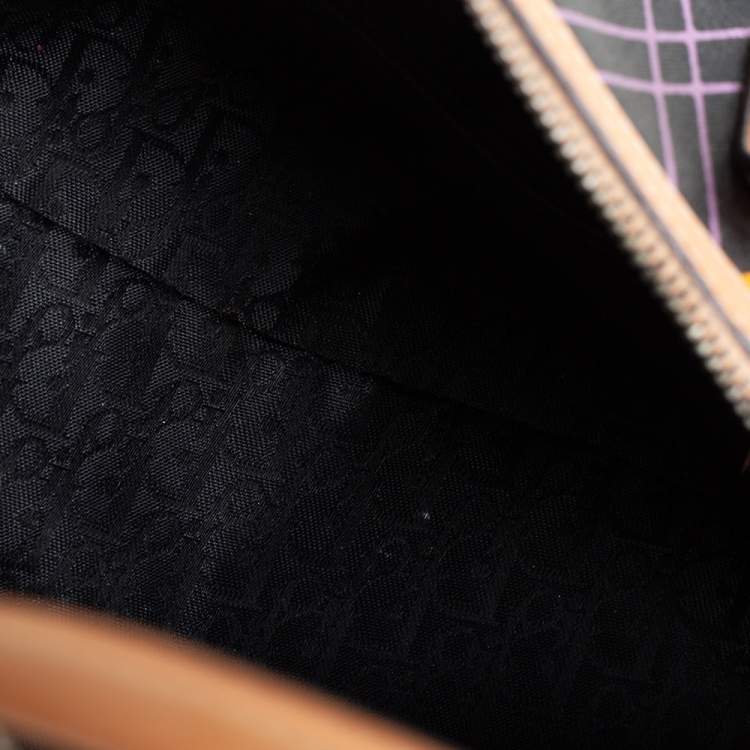 Pre Owned Dior Multicolor Canvas and Leather Argyle Boston Bag