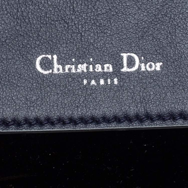 Pre Owned Dior Black Crinkled Patent Leather Be Dior Flap Top Handle Bag