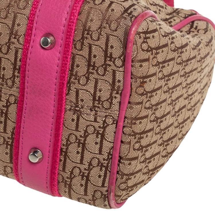 Pre Owned Dior Pink/Beige Diorissimo Canvas Small Boston Bag