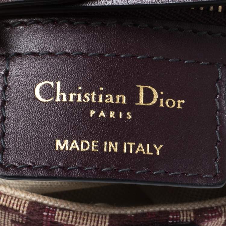 Pre Owned Dior Burgundy/Beige Oblique Canvas Saddle Bag