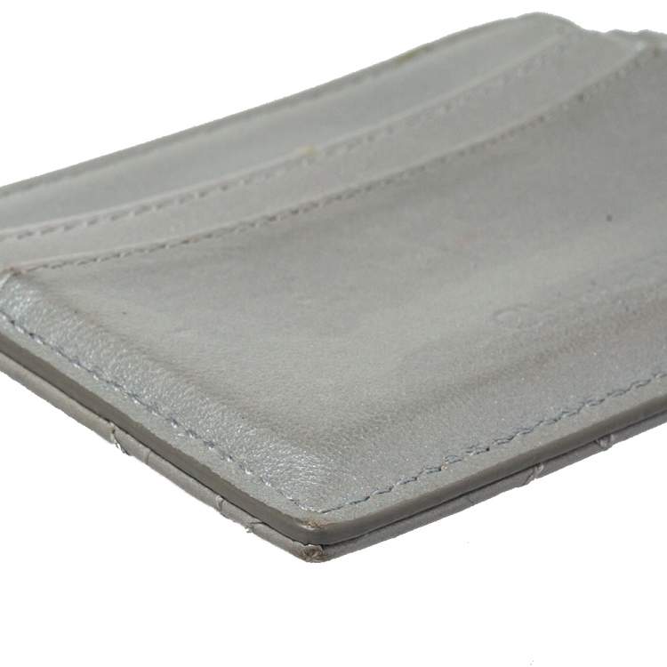 Pre Owned Dior Grey Cannage Leather Lady Dior Card Holder