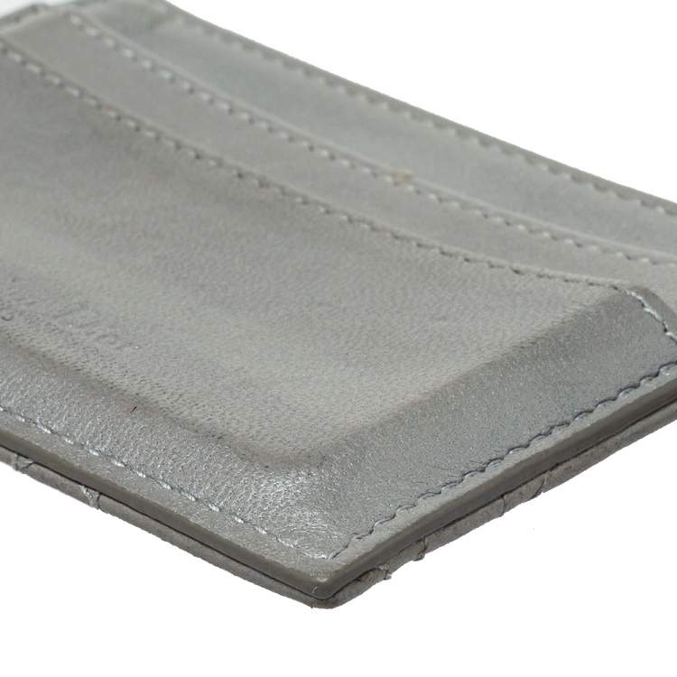Pre Owned Dior Grey Cannage Leather Lady Dior Card Holder