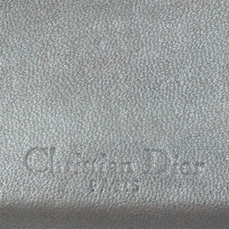 Pre Owned Dior Grey Cannage Leather Lady Dior Card Holder