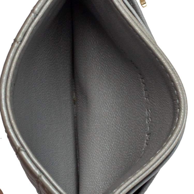 Pre Owned Dior Grey Cannage Leather Lady Dior Card Holder