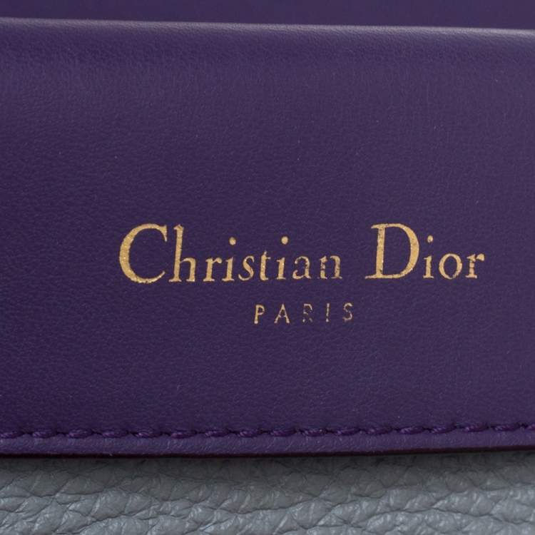 Pre Owned Dior Grey Leather Mini Be Dior Flap Top Handle Bag