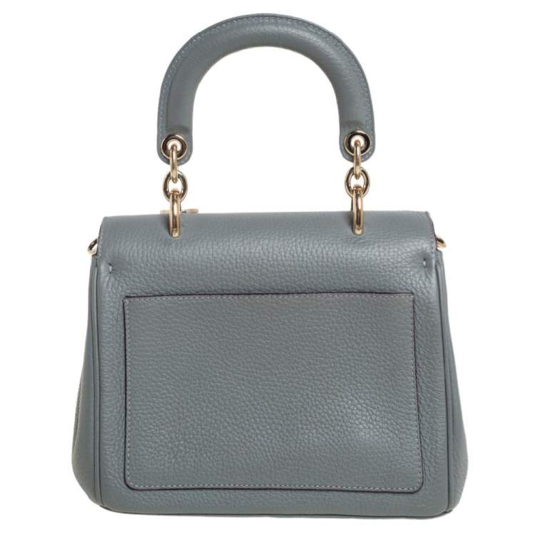 Pre Owned Dior Grey Leather Mini Be Dior Flap Top Handle Bag